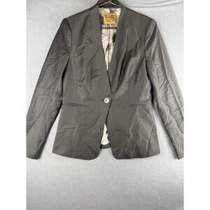Ted Baker Women's Single Breasted Wool blend Black Blazer Size 3 (US 8)